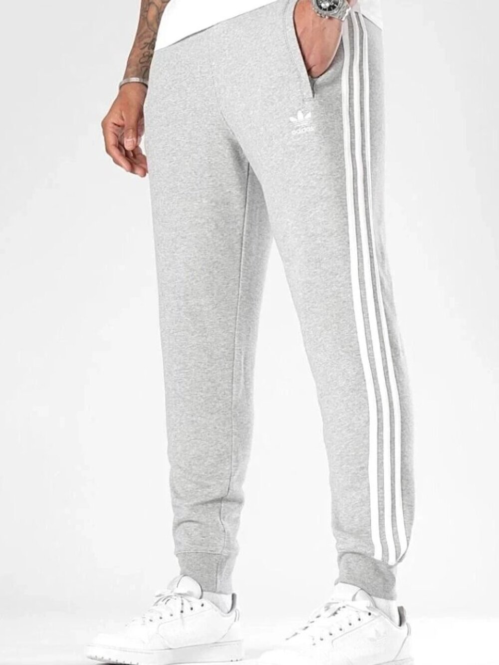 NWT Men's Adidas Originals 3-Stripes Trefoil Pants Heather Grey Sweatpants Large